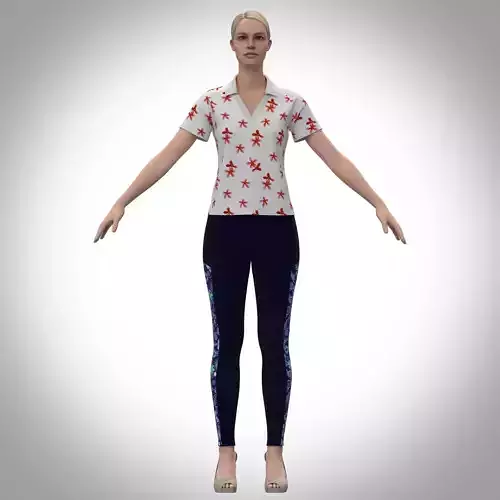 Ladies Polo tshirt and legging Low-poly 3D model
