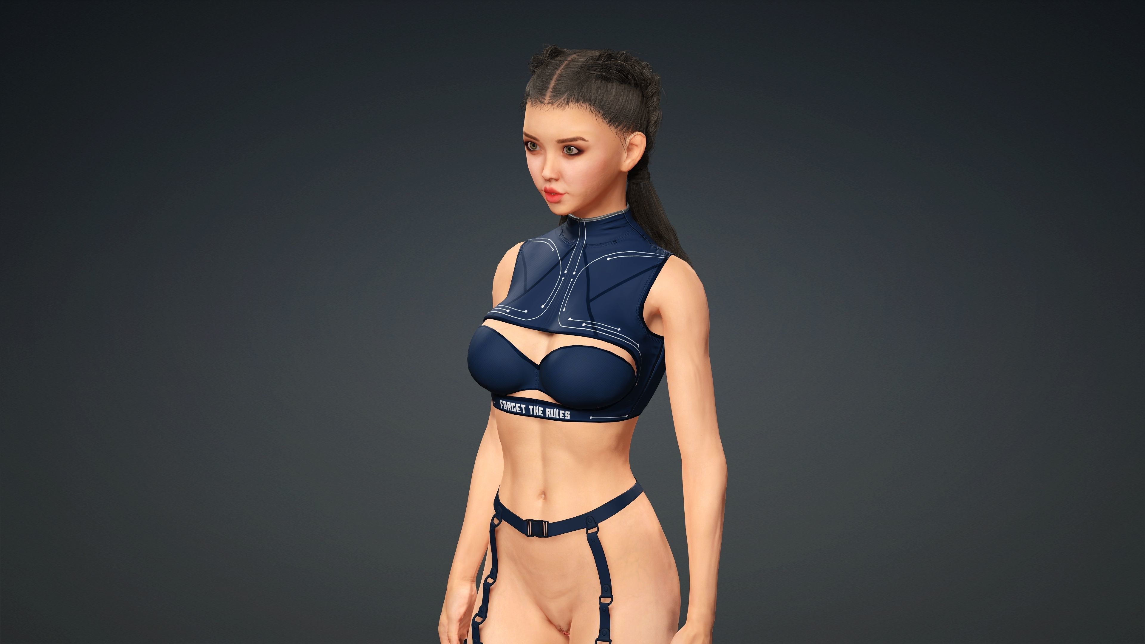 Sexy naked girl - Fully Rigged 3D model Low-poly 3D model_5