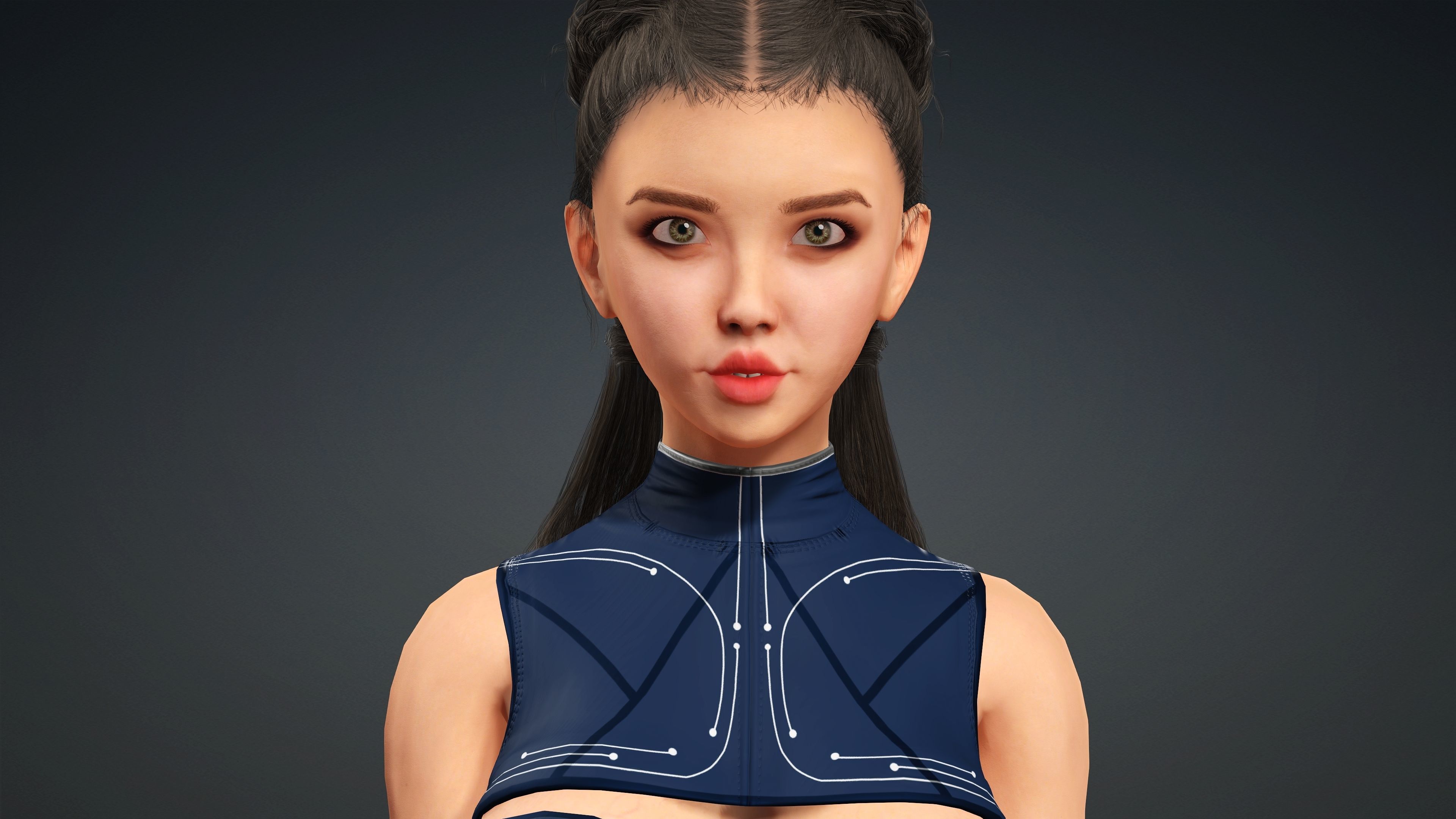 Sexy naked girl - Fully Rigged 3D model Low-poly 3D model_2