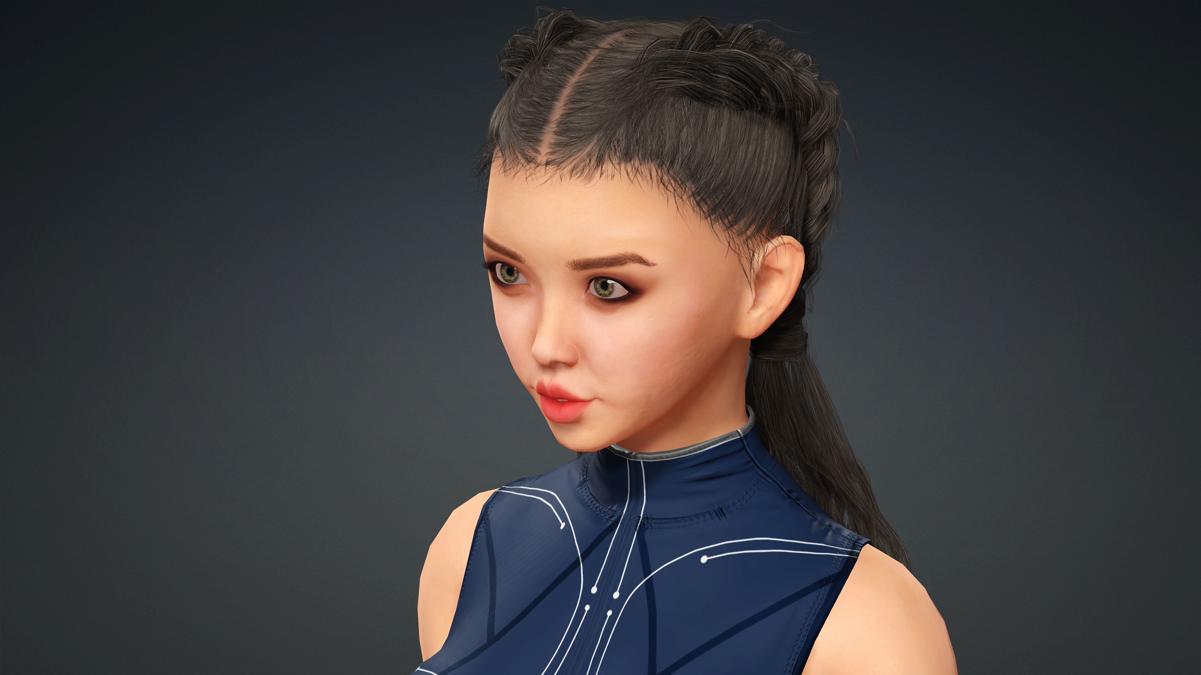 Sexy naked girl - Fully Rigged 3D model Low-poly 3D model_4