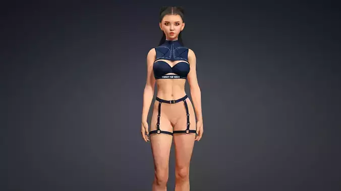 Sexy naked girl - Fully Rigged 3D model Low-poly 3D model
