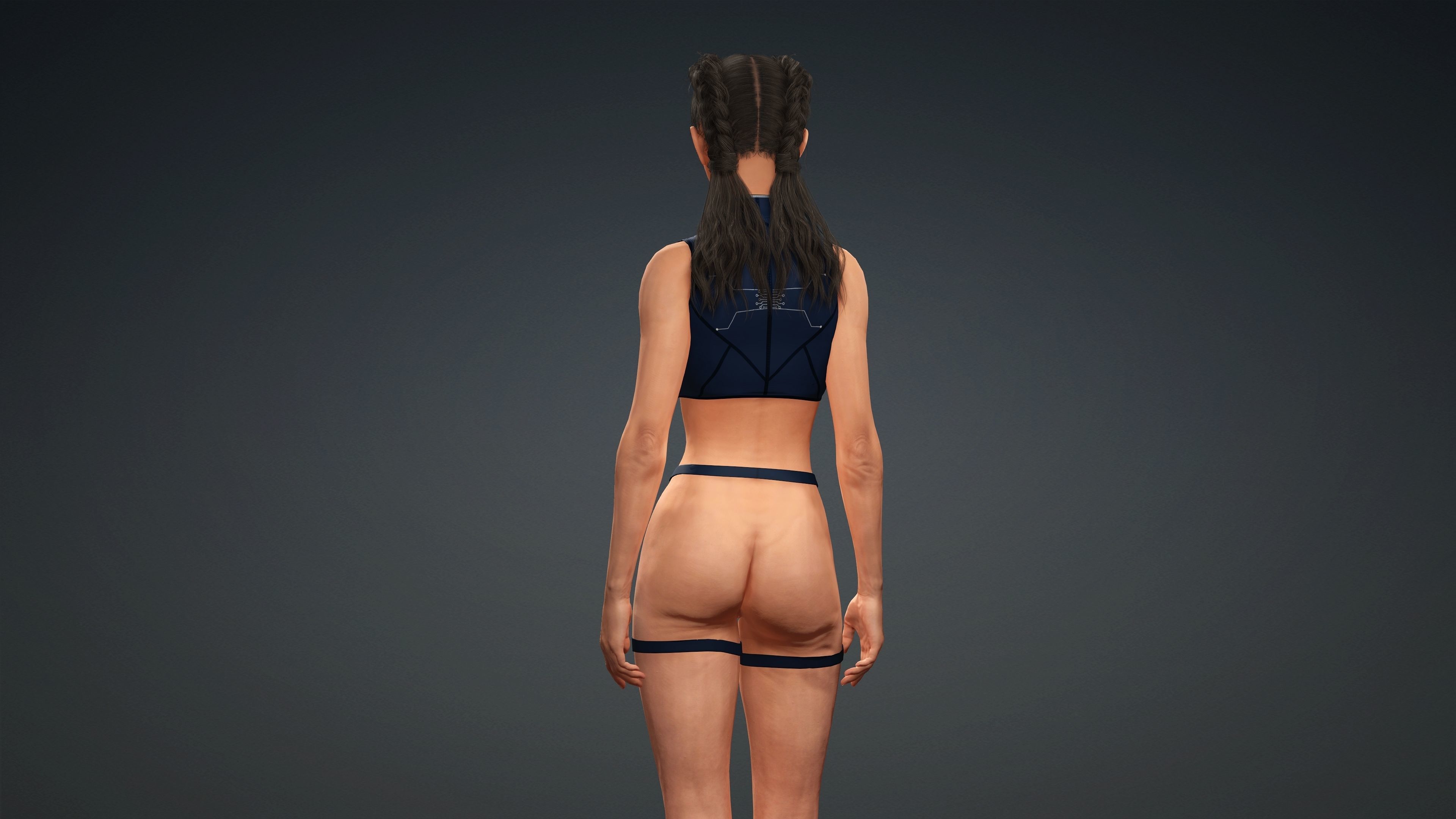 Sexy naked girl - Fully Rigged 3D model Low-poly 3D model_6