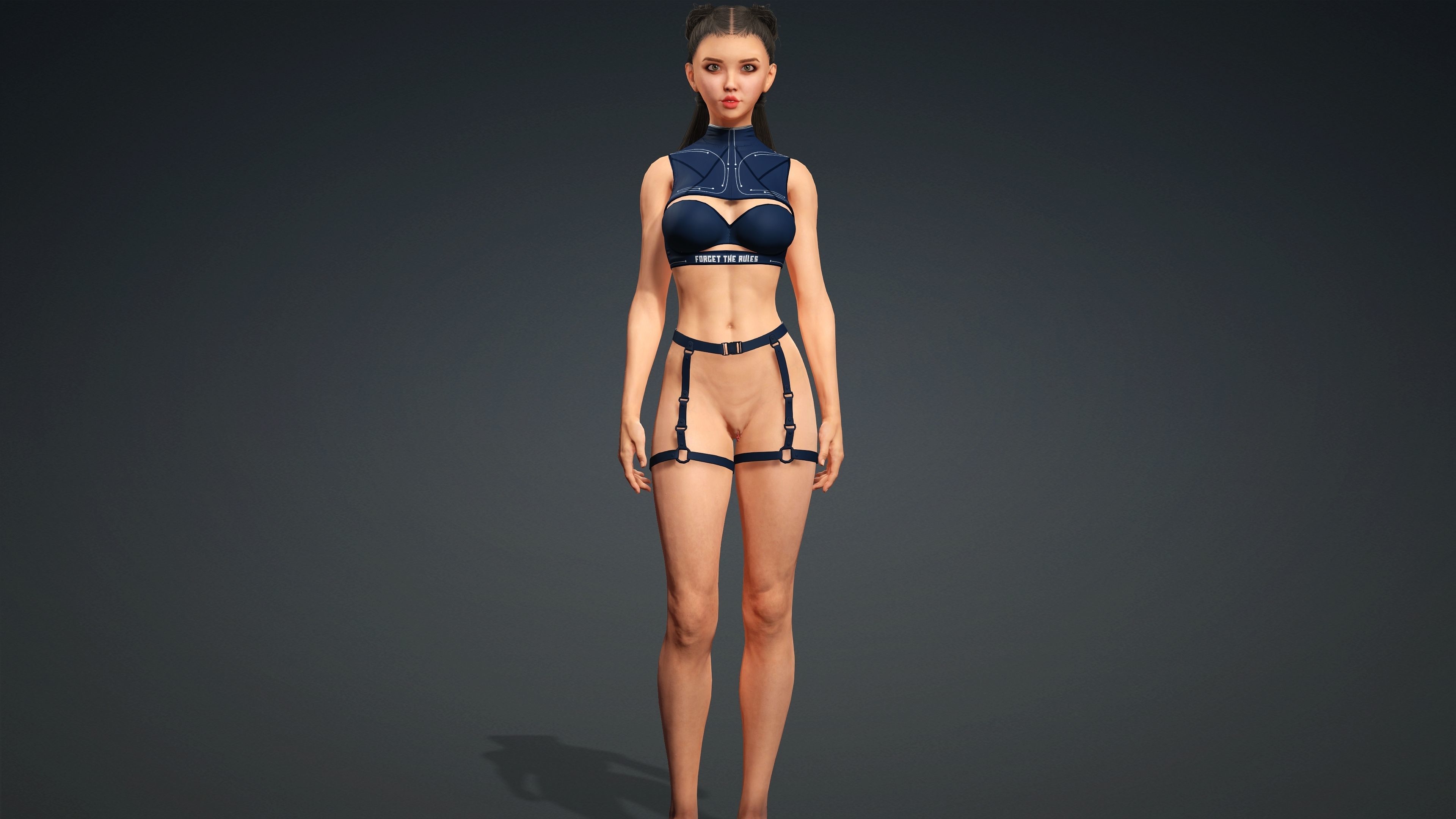 Sexy naked girl - Fully Rigged 3D model Low-poly 3D model_3
