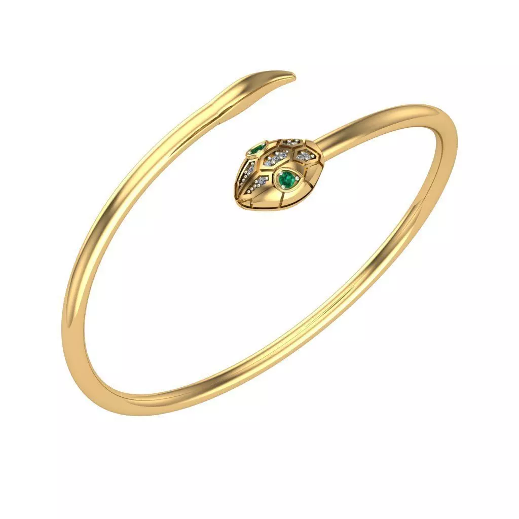 snake serpent head bracelet 3D print model_0