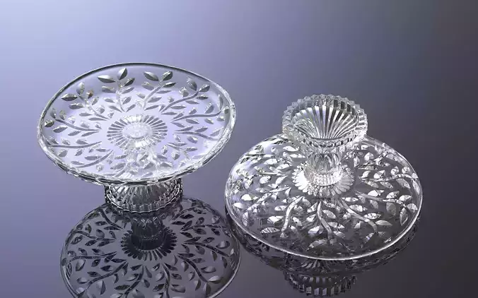 Decorative glass cake plate