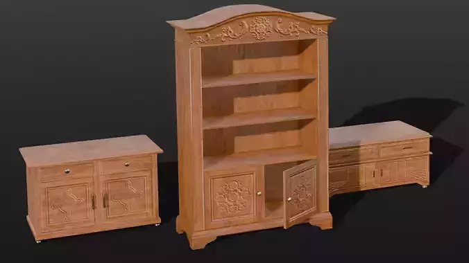 Furniture Set 3D Model Low-poly 3D model