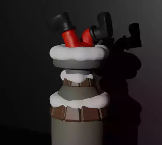 Santa Claus stuck in the chimney