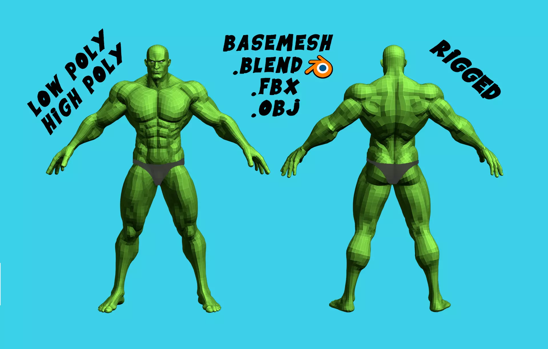 Stylized Muscular Male Anatomy Basemeshes 3D model