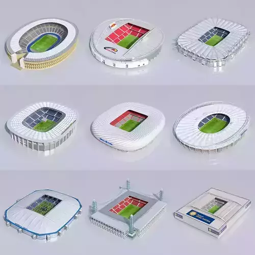 EURO 2024 STADIUM PACK 10 Stadiums Low-poly 3D model