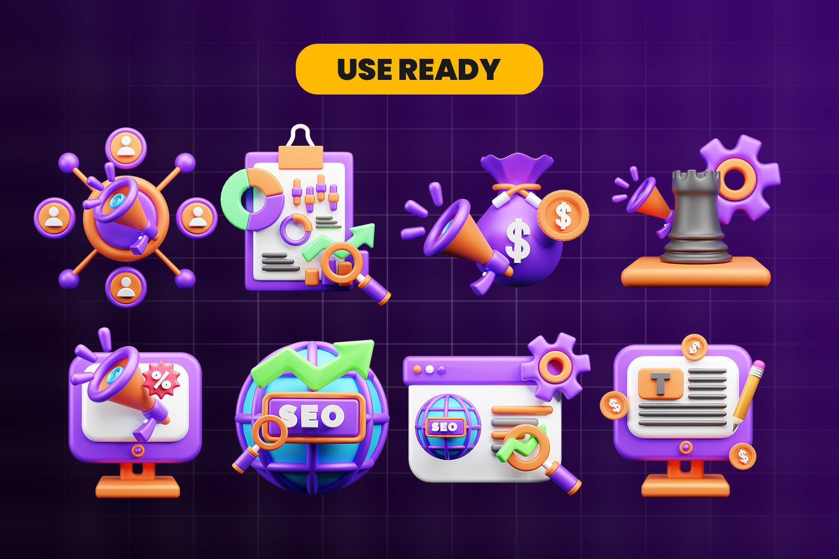 Marketing and Advertising 3d Illustration  Icon Pack 3D model_3