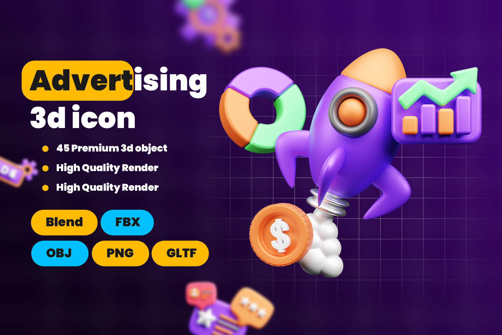 Marketing and Advertising 3d Illustration  Icon Pack 3D model_1