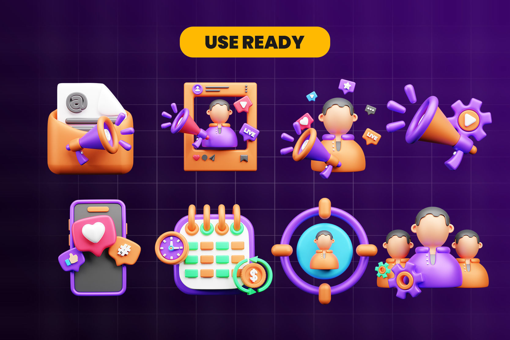 Marketing and Advertising 3d Illustration  Icon Pack 3D model_2