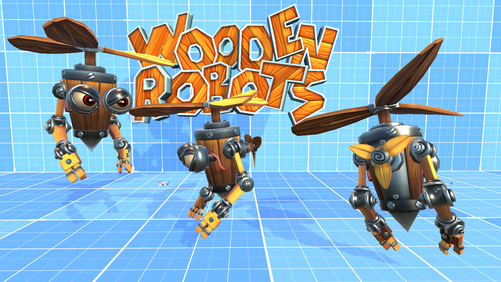 Wooden Robots Low-poly 3D model_5
