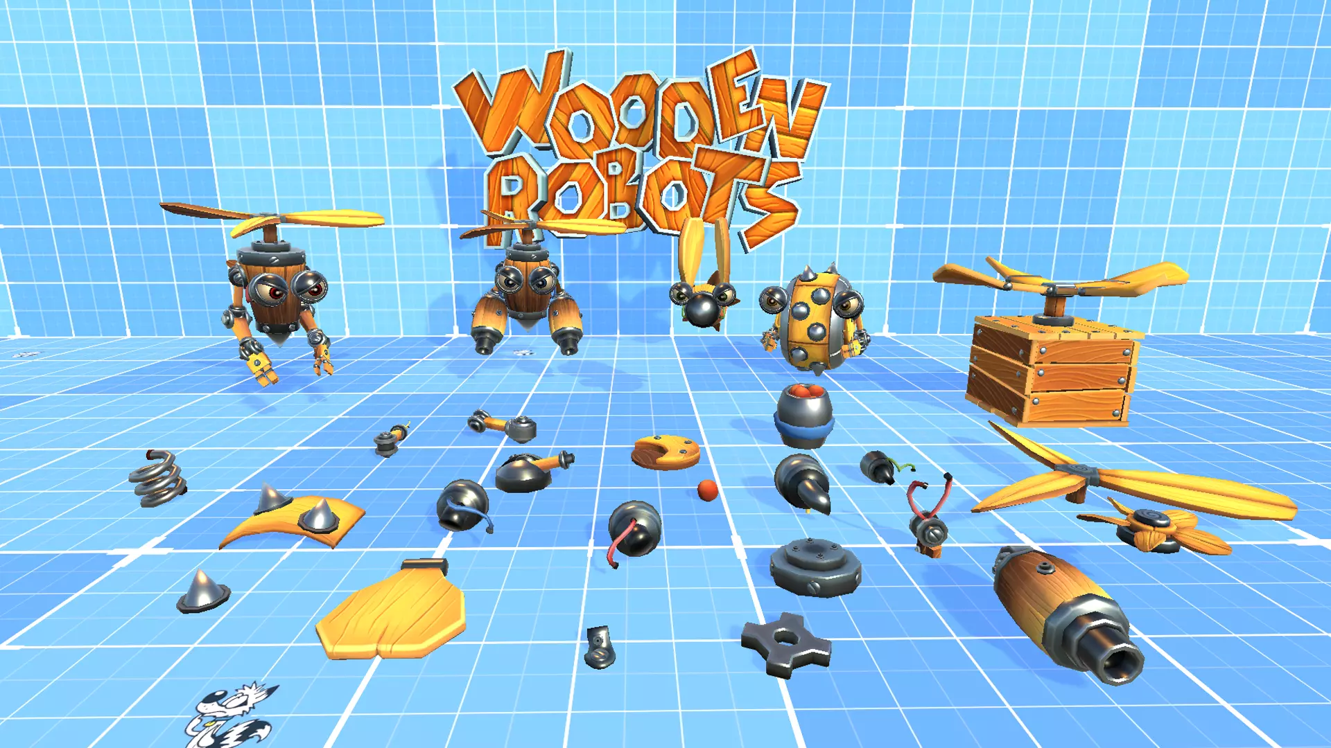 Wooden Robots Low-poly 3D model_0