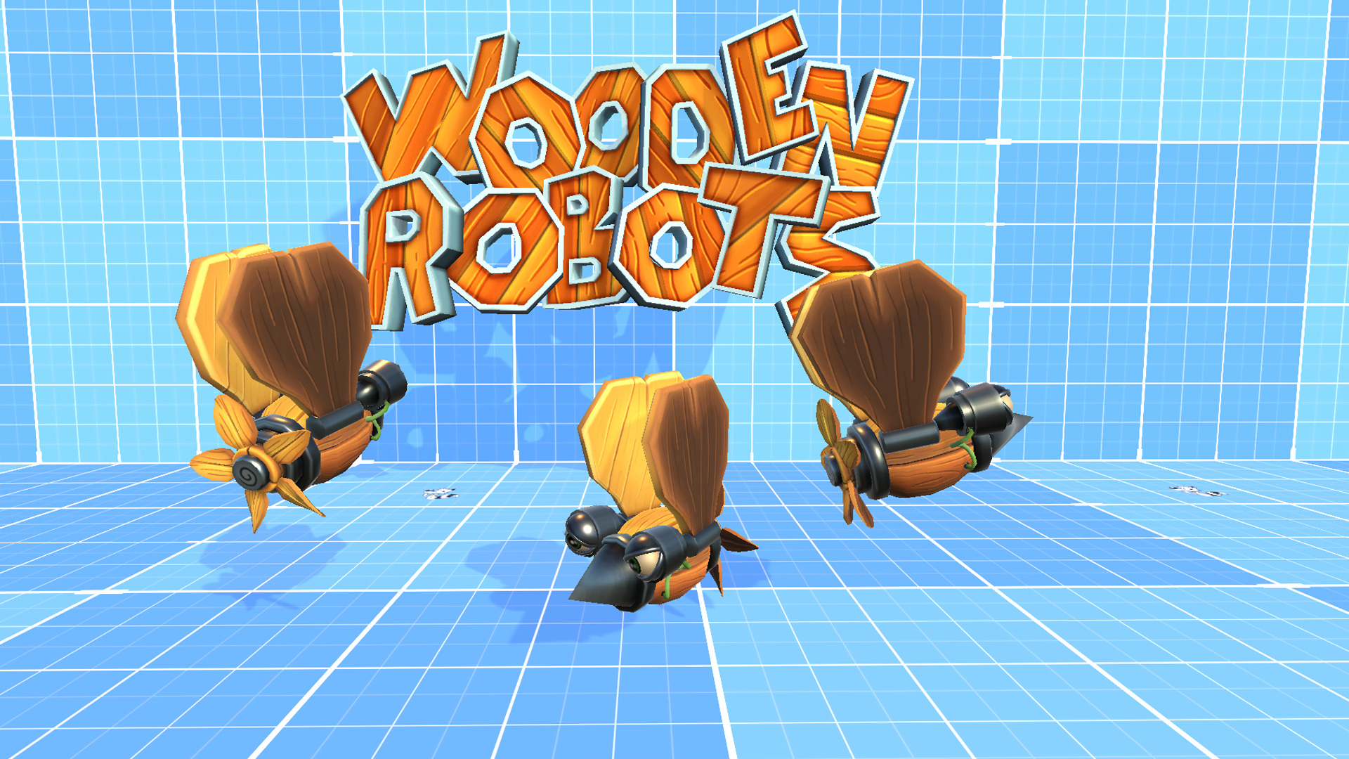 Wooden Robots Low-poly 3D model_4