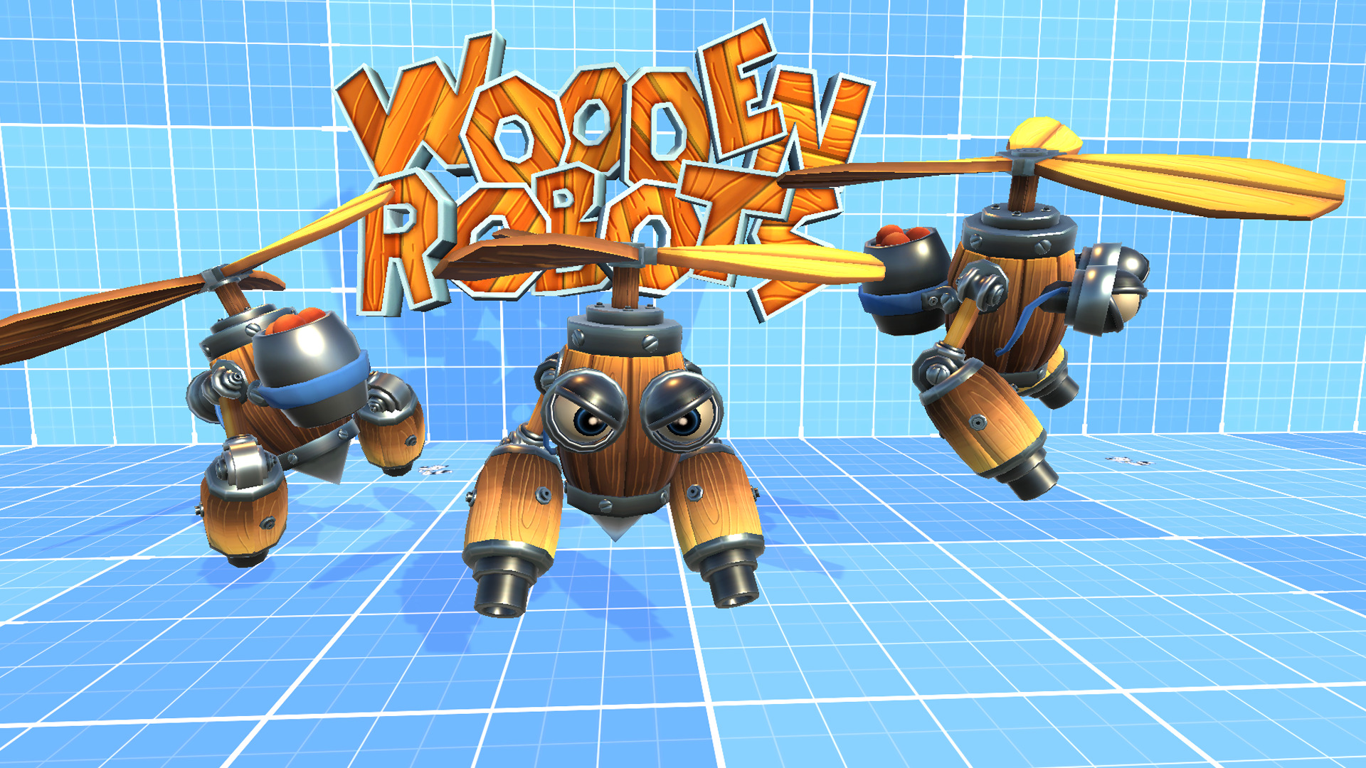 Wooden Robots Low-poly 3D model_7