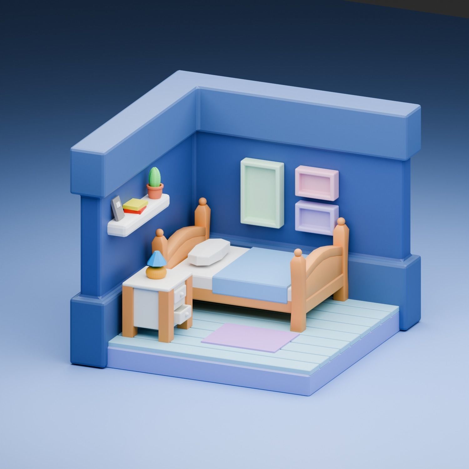Minimalistic Bedroom 3D model_2