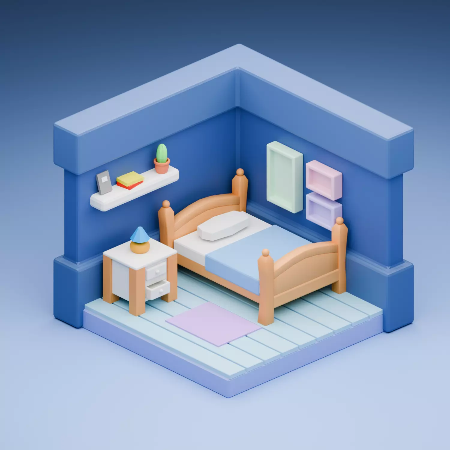 Minimalistic Bedroom 3D model_0