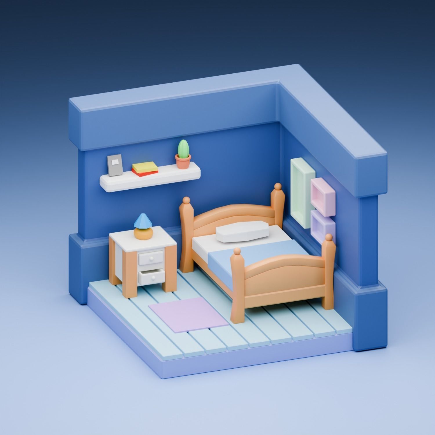 Minimalistic Bedroom 3D model_1