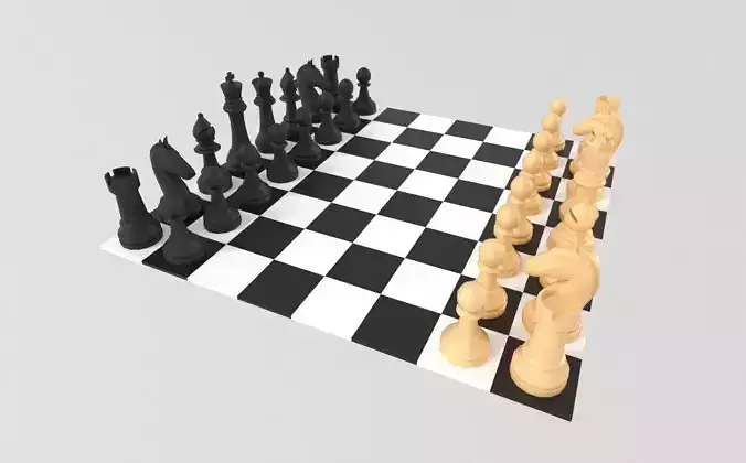 Chess board with pieces