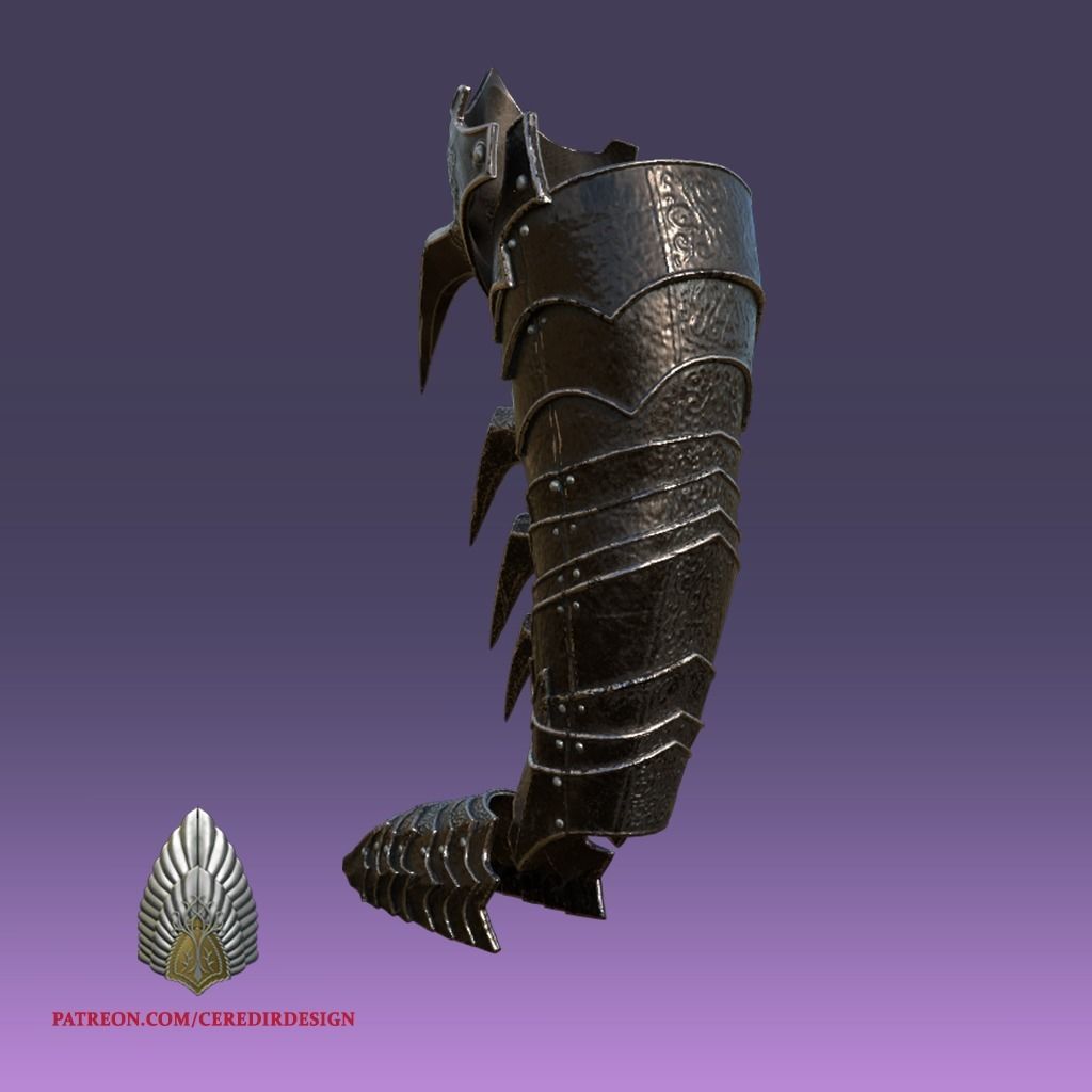 Sauron Shin Armor lord of the rings 3D DIGITAL DOWNLOAD 3D print model_2