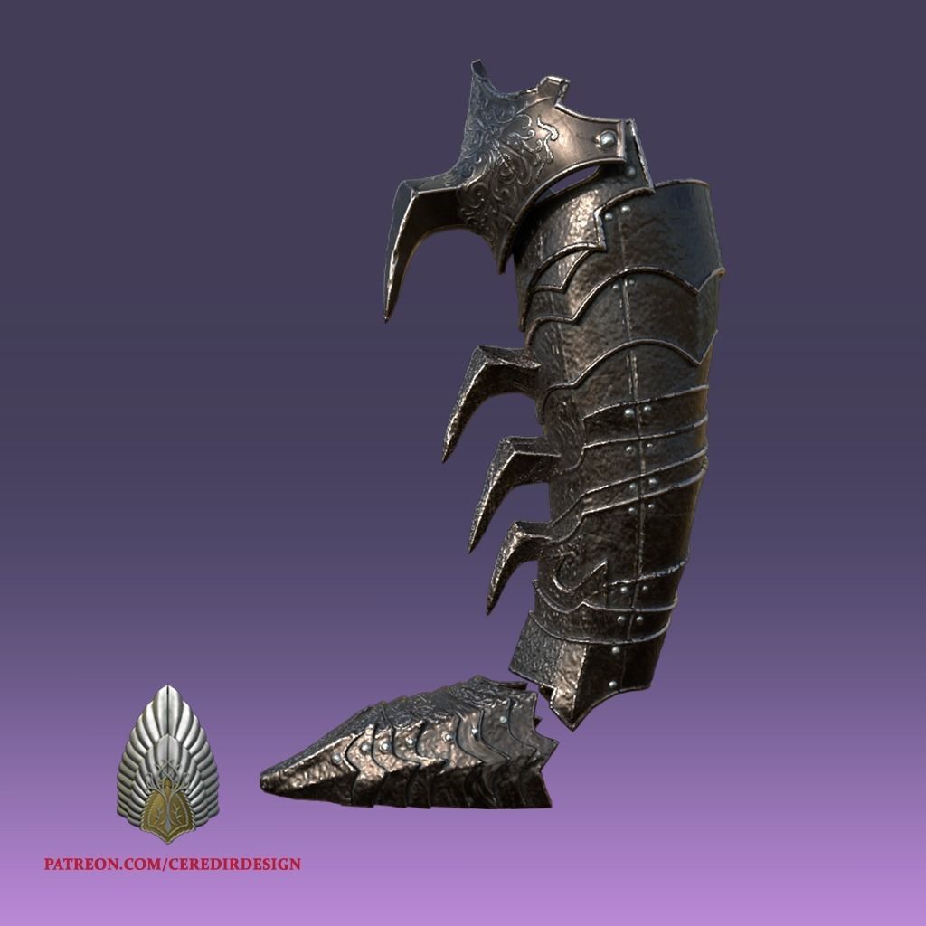 Sauron Shin Armor lord of the rings 3D DIGITAL DOWNLOAD 3D print model_3