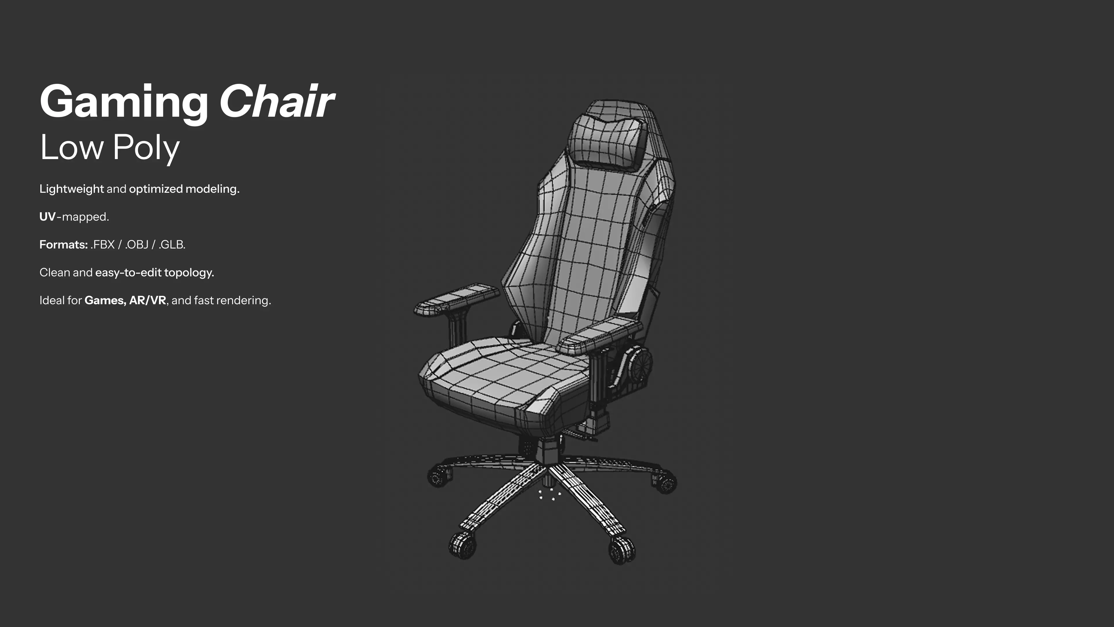 Gaming Chair  Low Poly 3D Model Low-poly 3D model_0