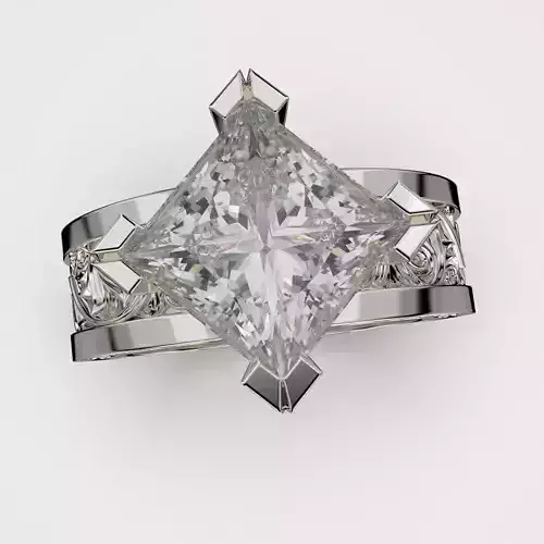  Printable jewelry vintage signet with stone princess 8x8mm 3ct 