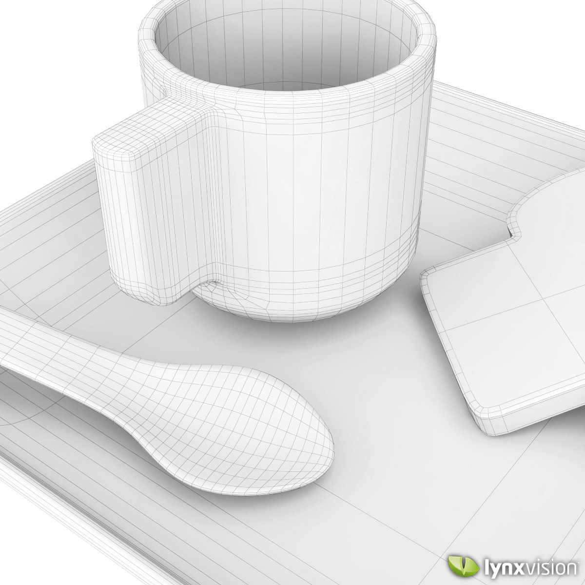 Ceramic Cup and Plate and Bread Slices 3D model_4