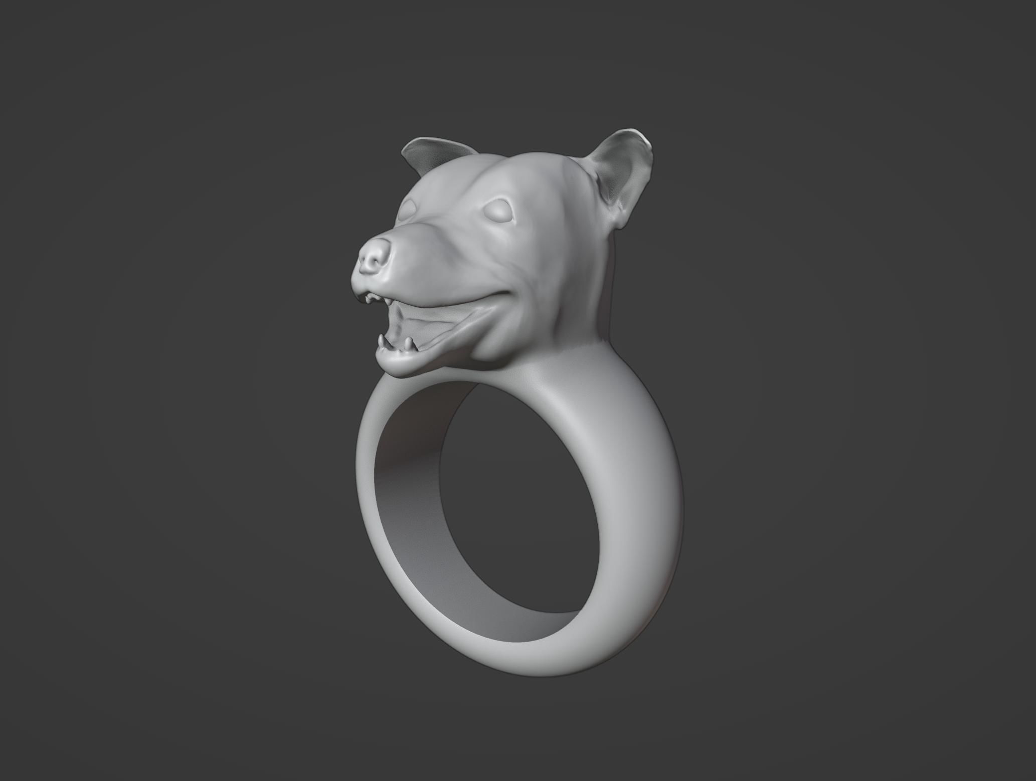 Pitbull Dog Ring 3D print model_2
