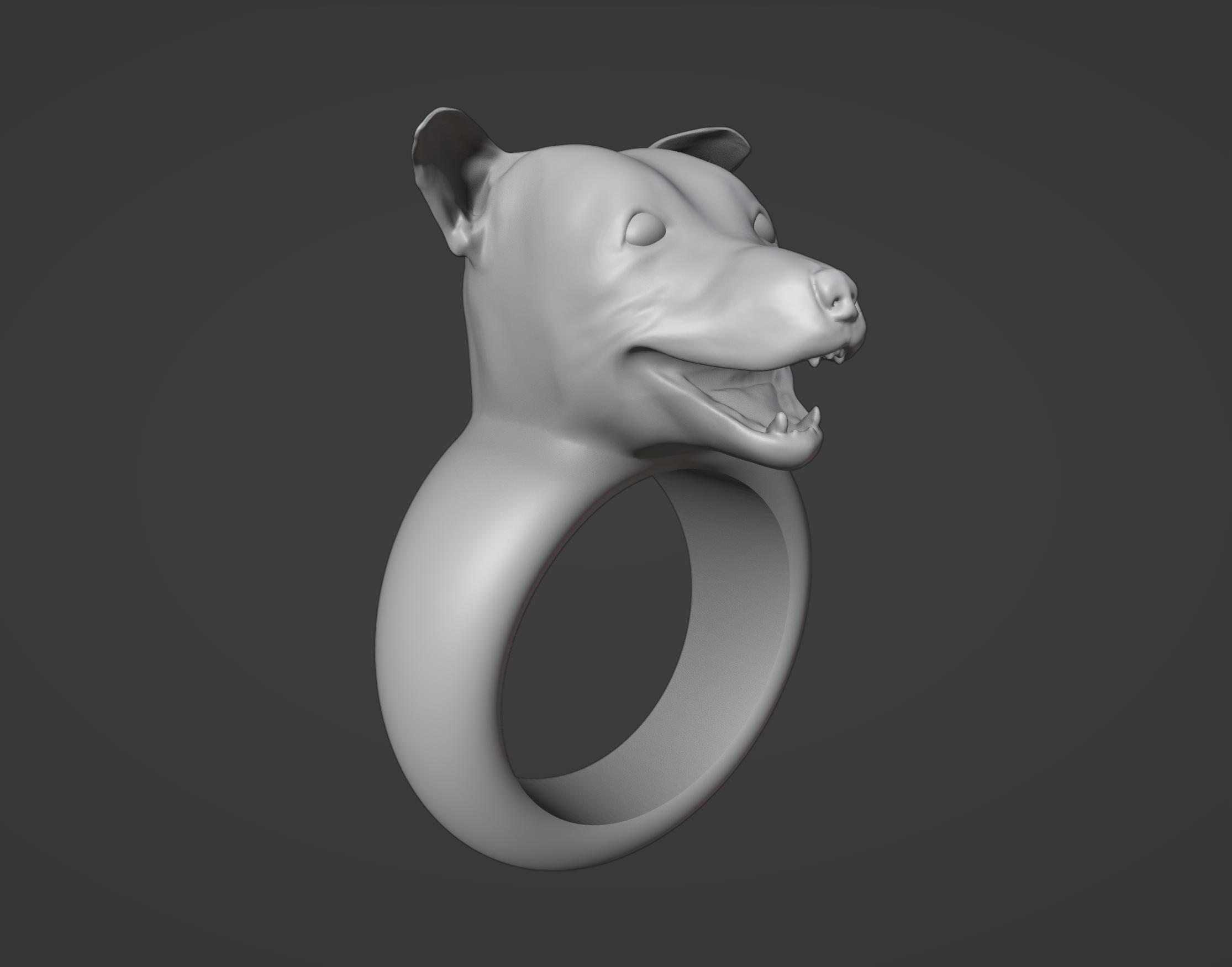 Pitbull Dog Ring 3D print model_1