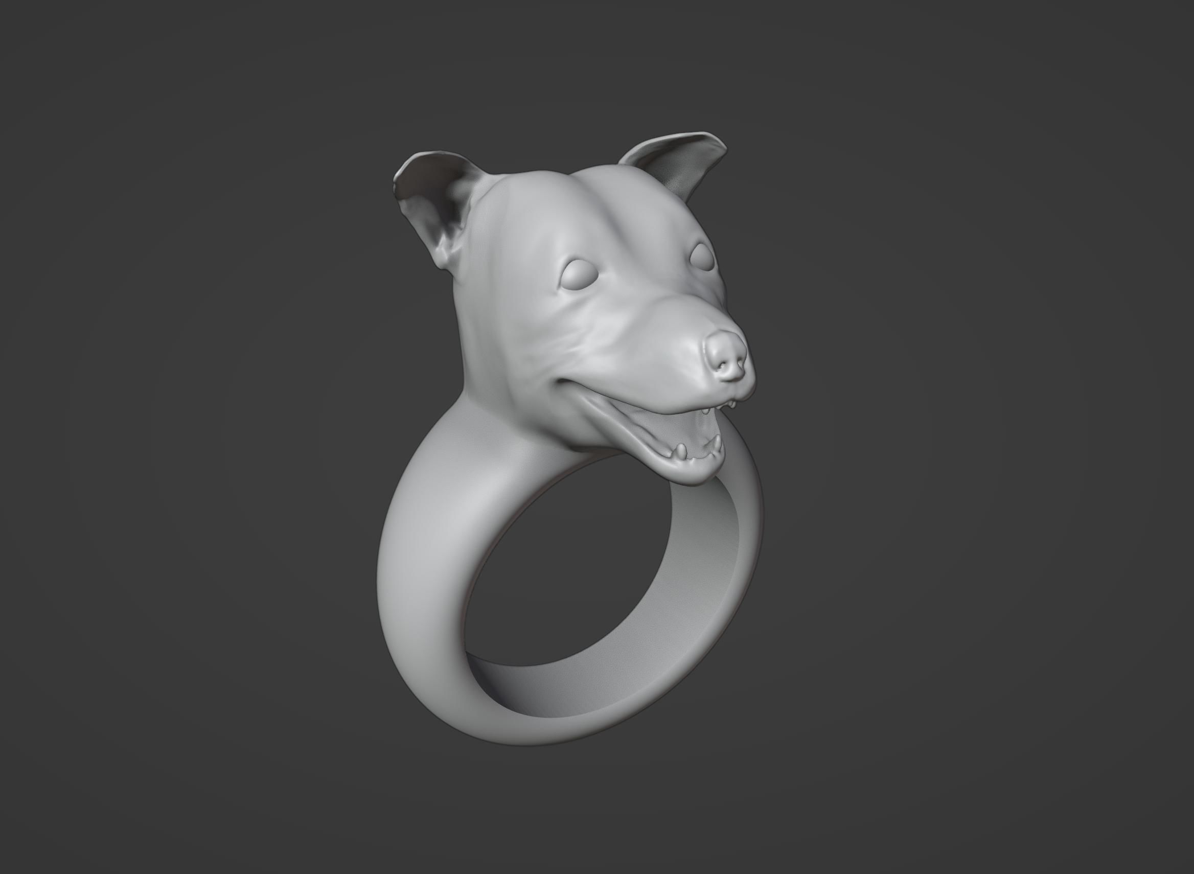 Pitbull Dog Ring 3D print model_4