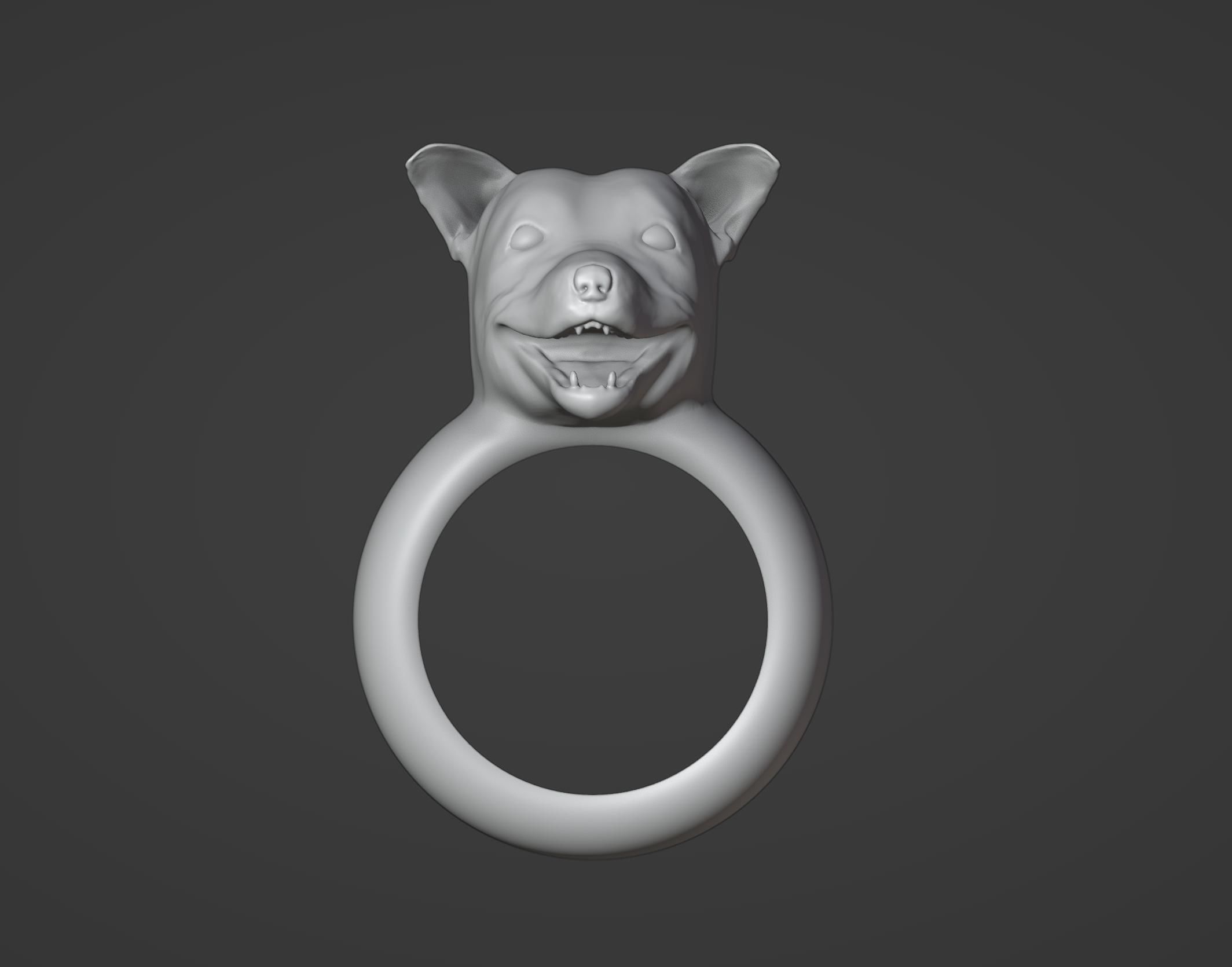 Pitbull Dog Ring 3D print model_3