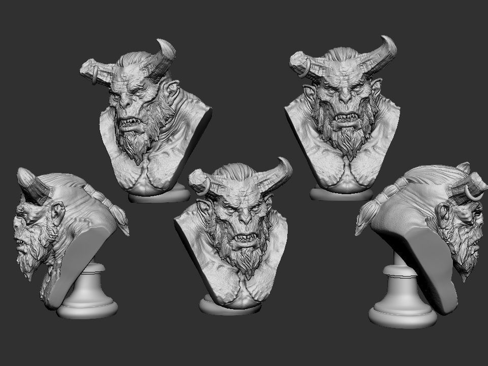 Orc Head Bust 3D print model_2