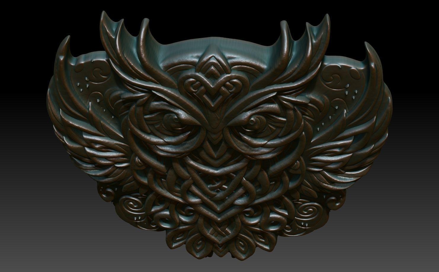 Celtic Owl basrelief 09 240611 3D print model_3