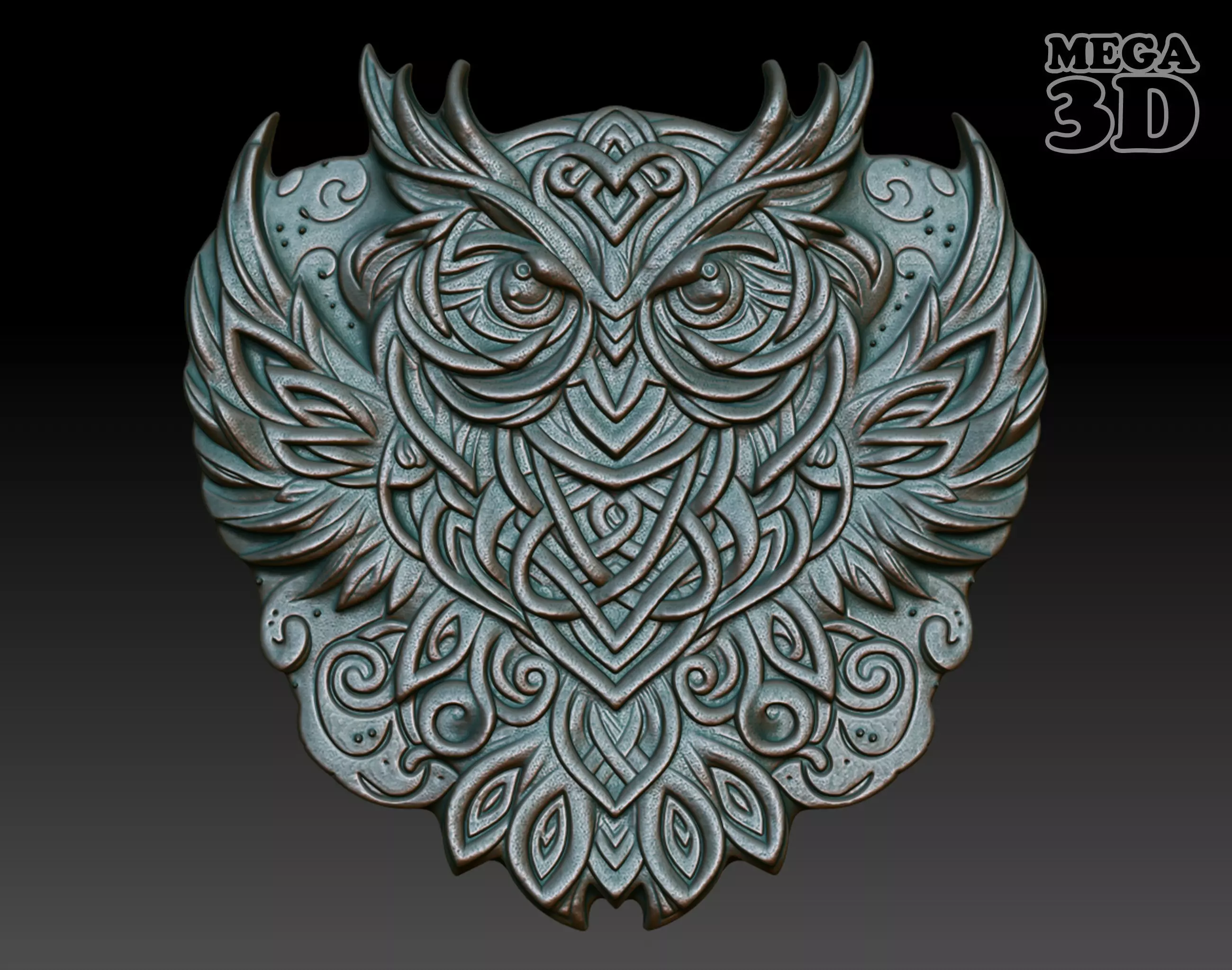 Celtic Owl basrelief 09 240611 3D print model_0