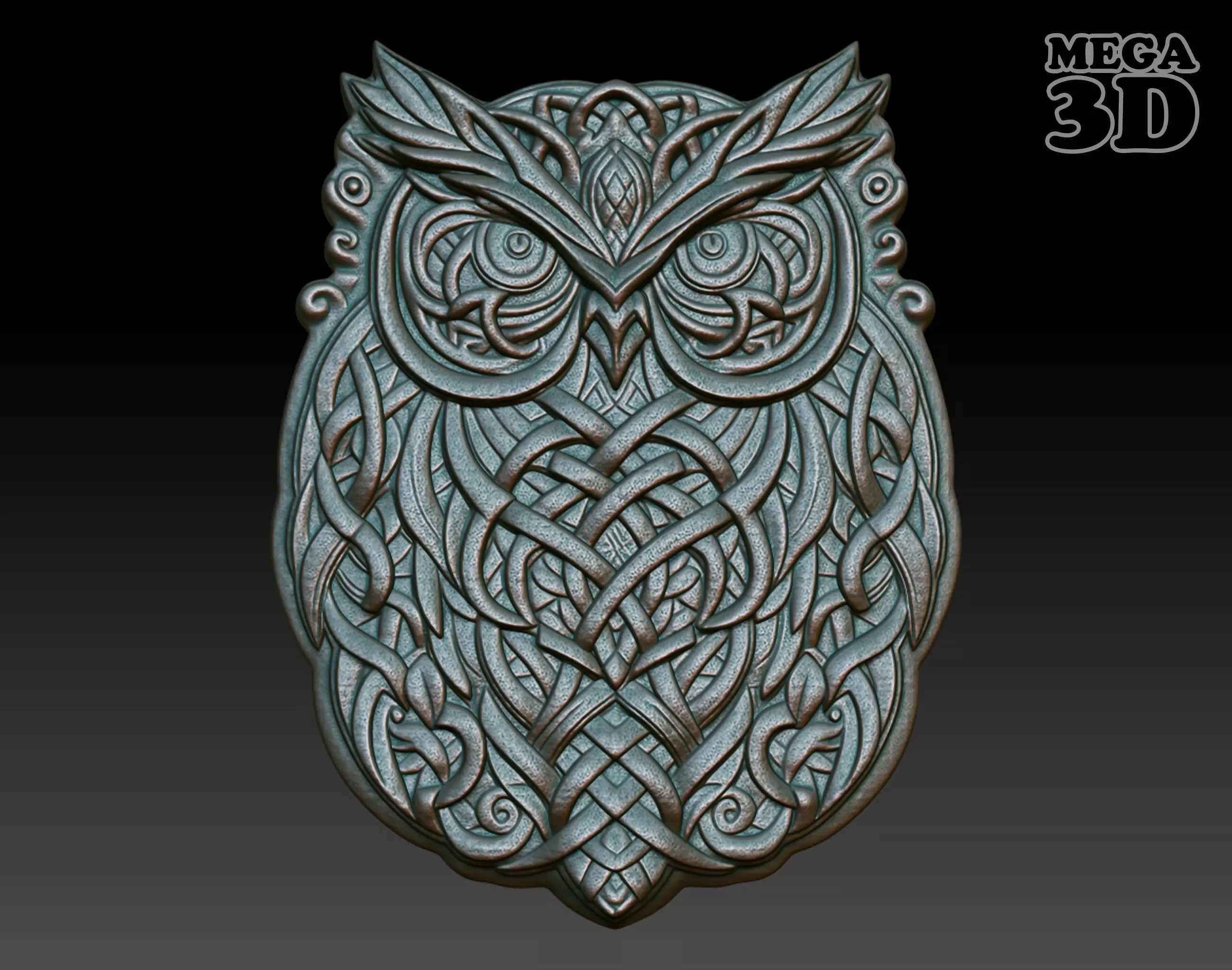 Celtic Owl basrelief 08 240611 3D print model_0