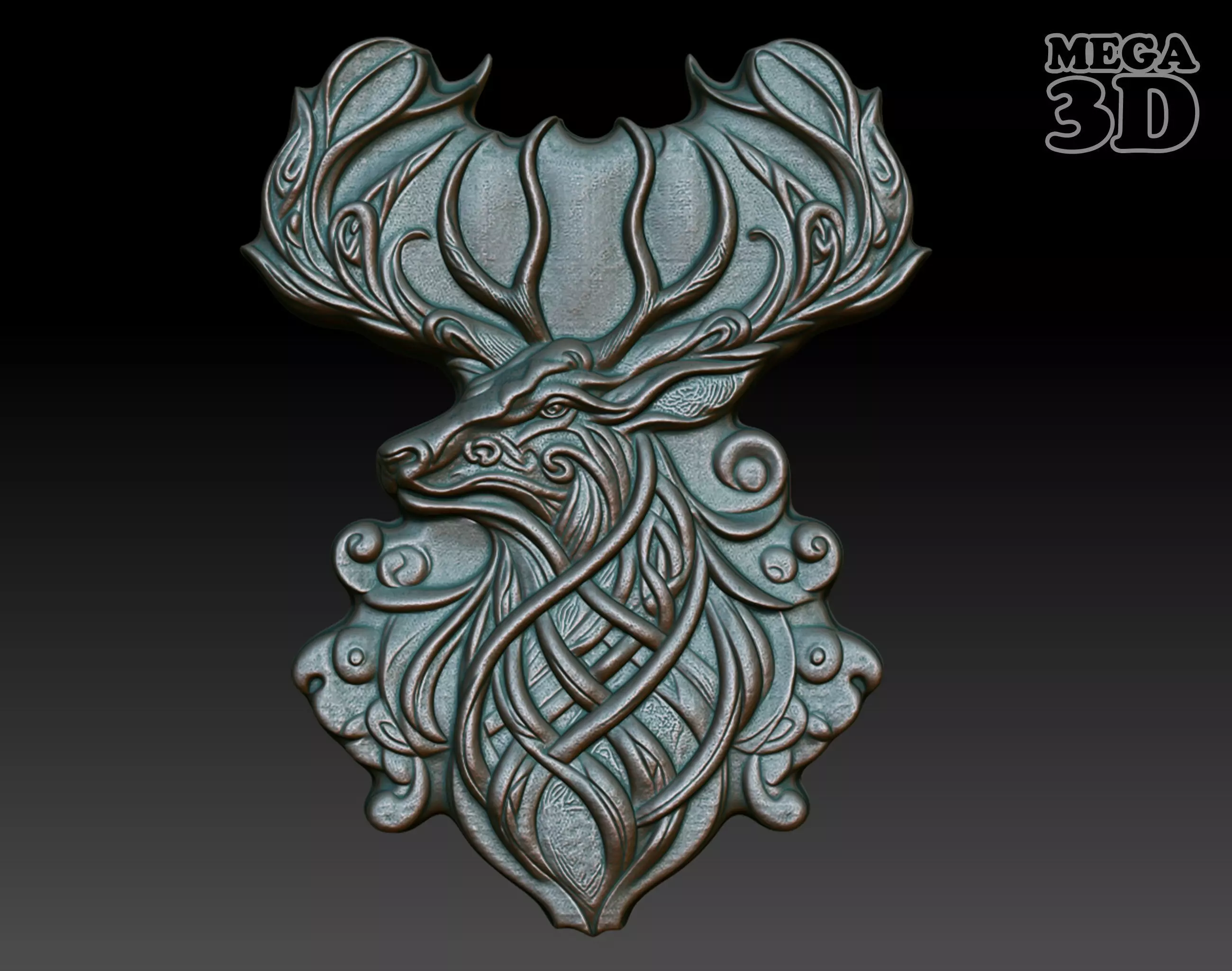 Celtic Deer basrelief 06 240611 3D print model_0