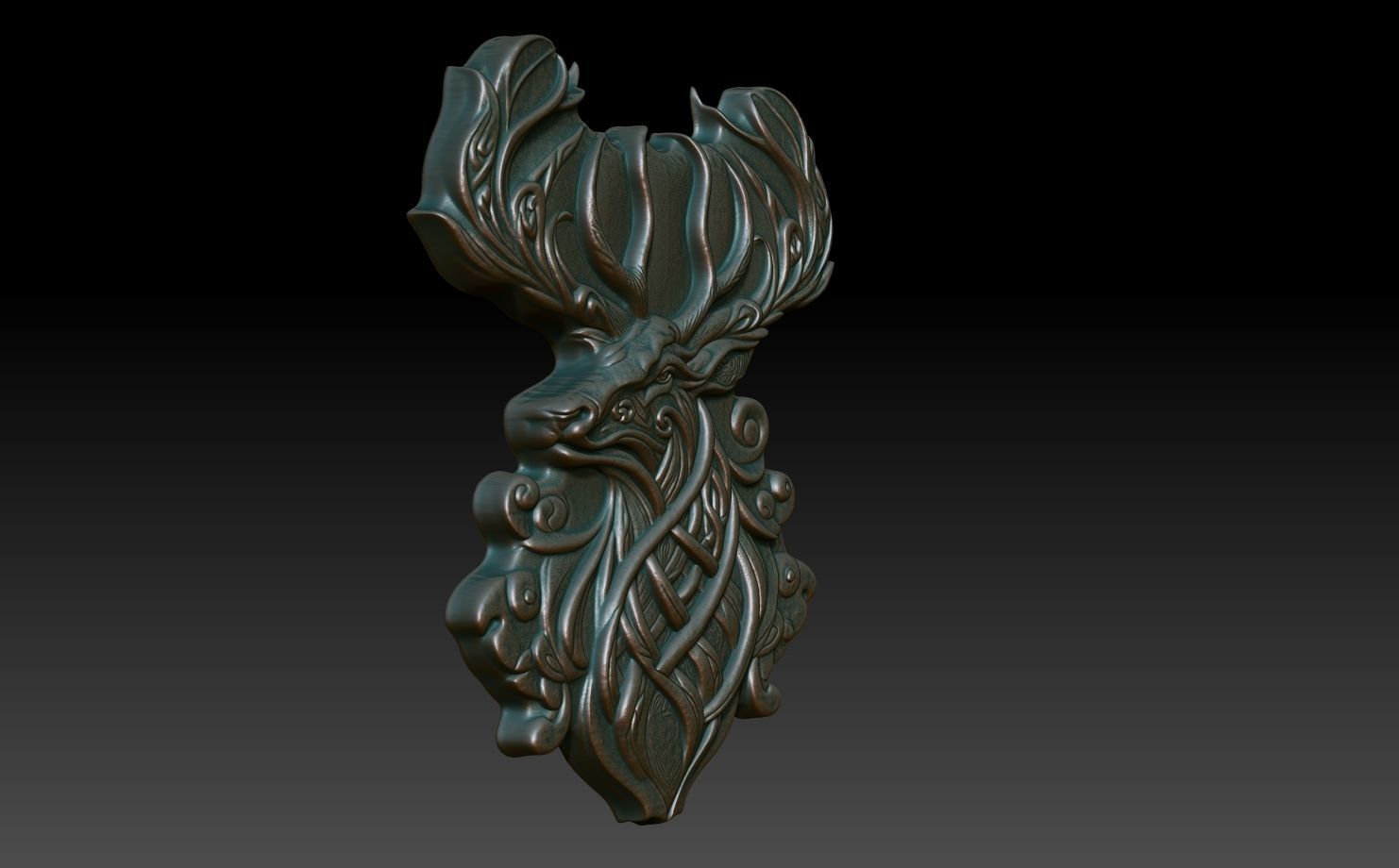 Celtic Deer basrelief 06 240611 3D print model_2