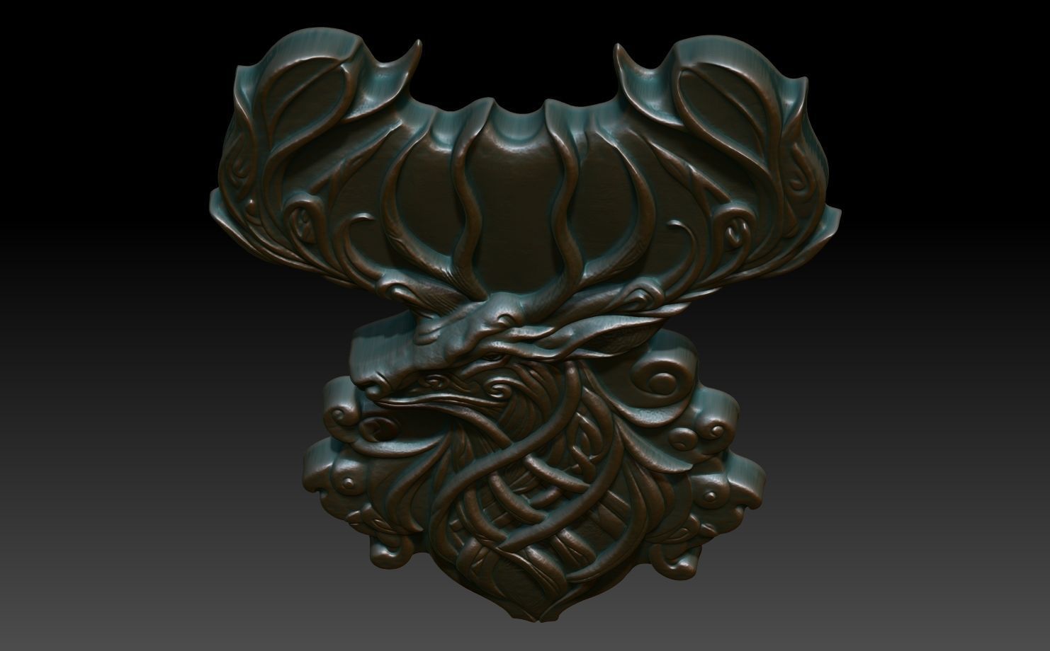 Celtic Deer basrelief 06 240611 3D print model_3