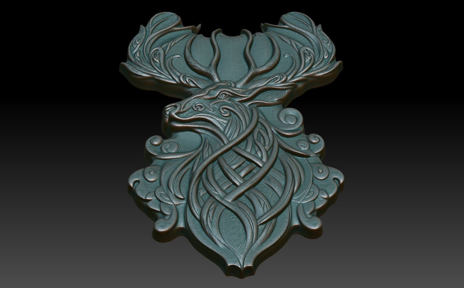 Celtic Deer basrelief 06 240611 3D print model_4