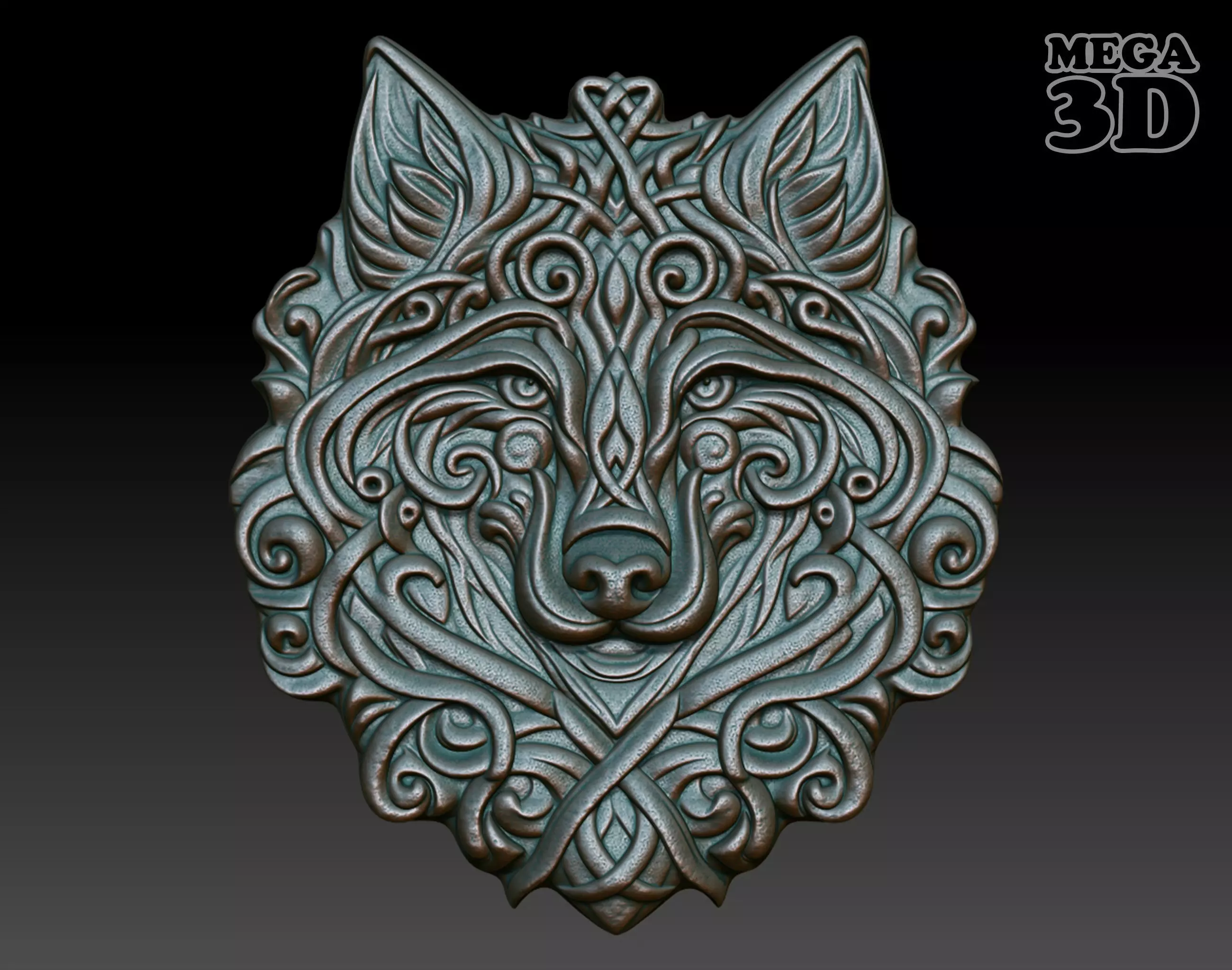 Celtic Wolf basrelief 05 240611 3D print model_0