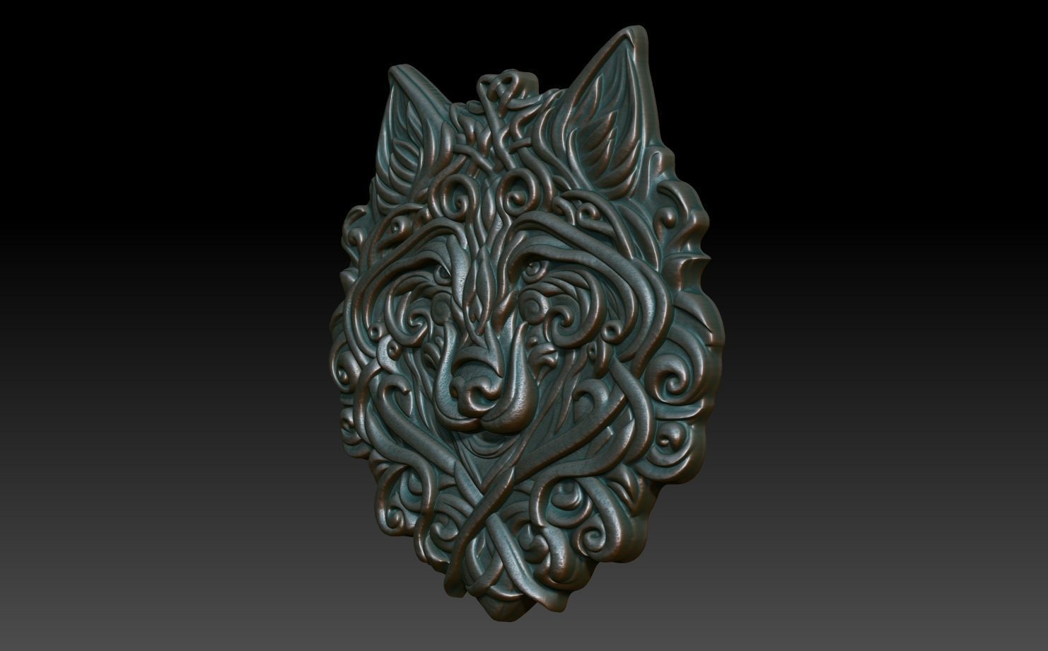 Celtic Wolf basrelief 05 240611 3D print model_1
