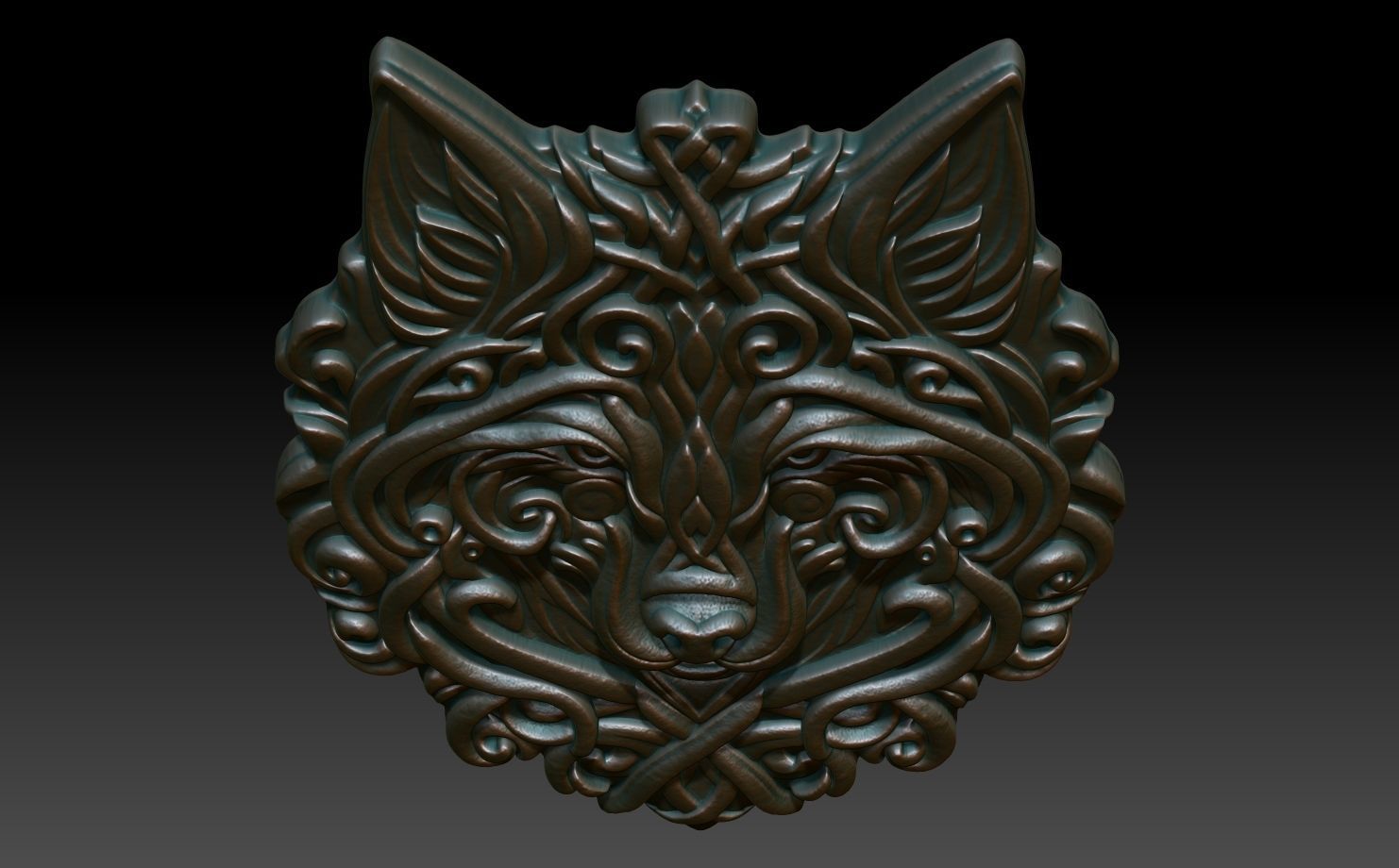 Celtic Wolf basrelief 05 240611 3D print model_3