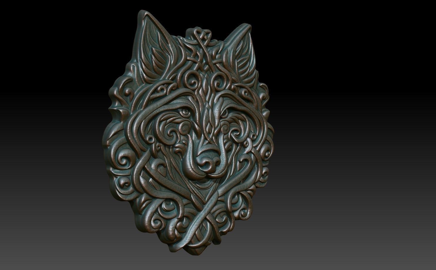 Celtic Wolf basrelief 05 240611 3D print model_2