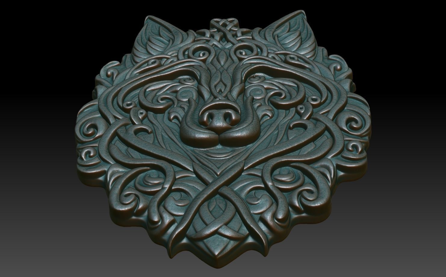 Celtic Wolf basrelief 05 240611 3D print model_4