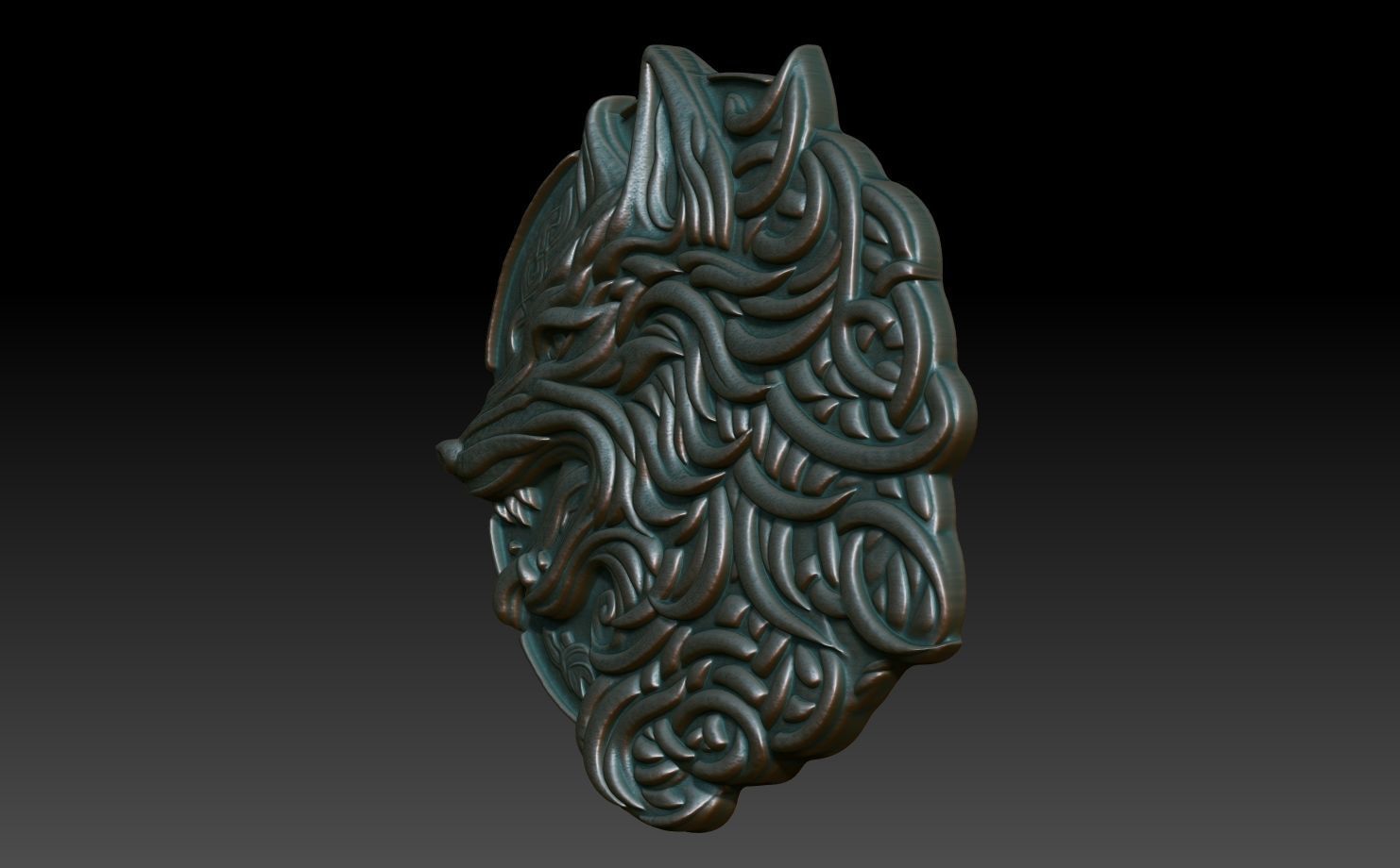 Celtic Wolf basrelief 04 240611 3D print model_1