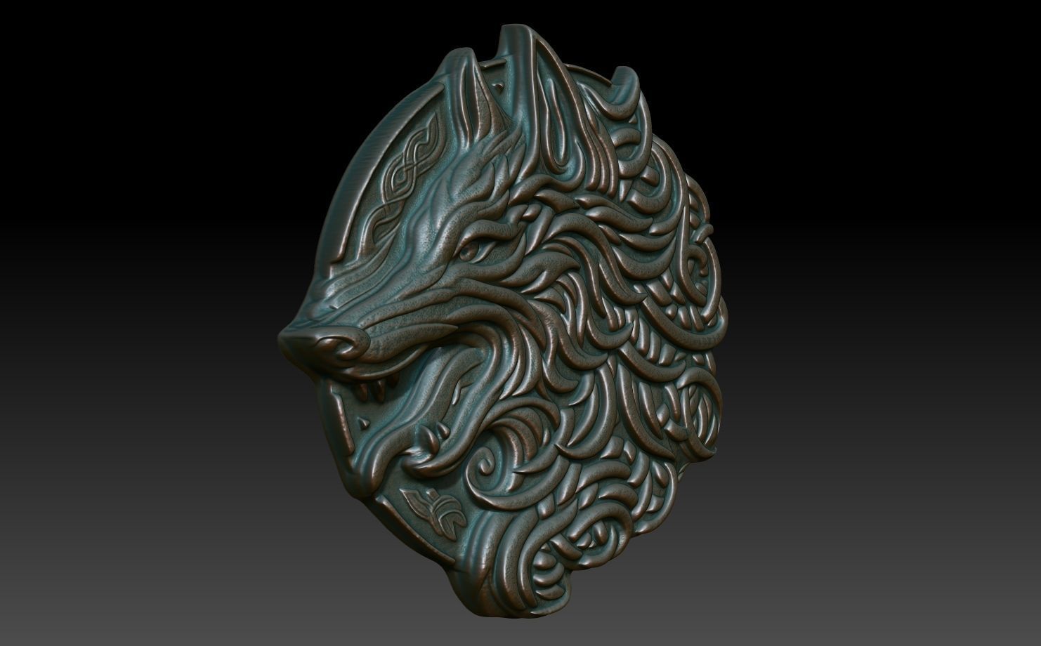 Celtic Wolf basrelief 04 240611 3D print model_2