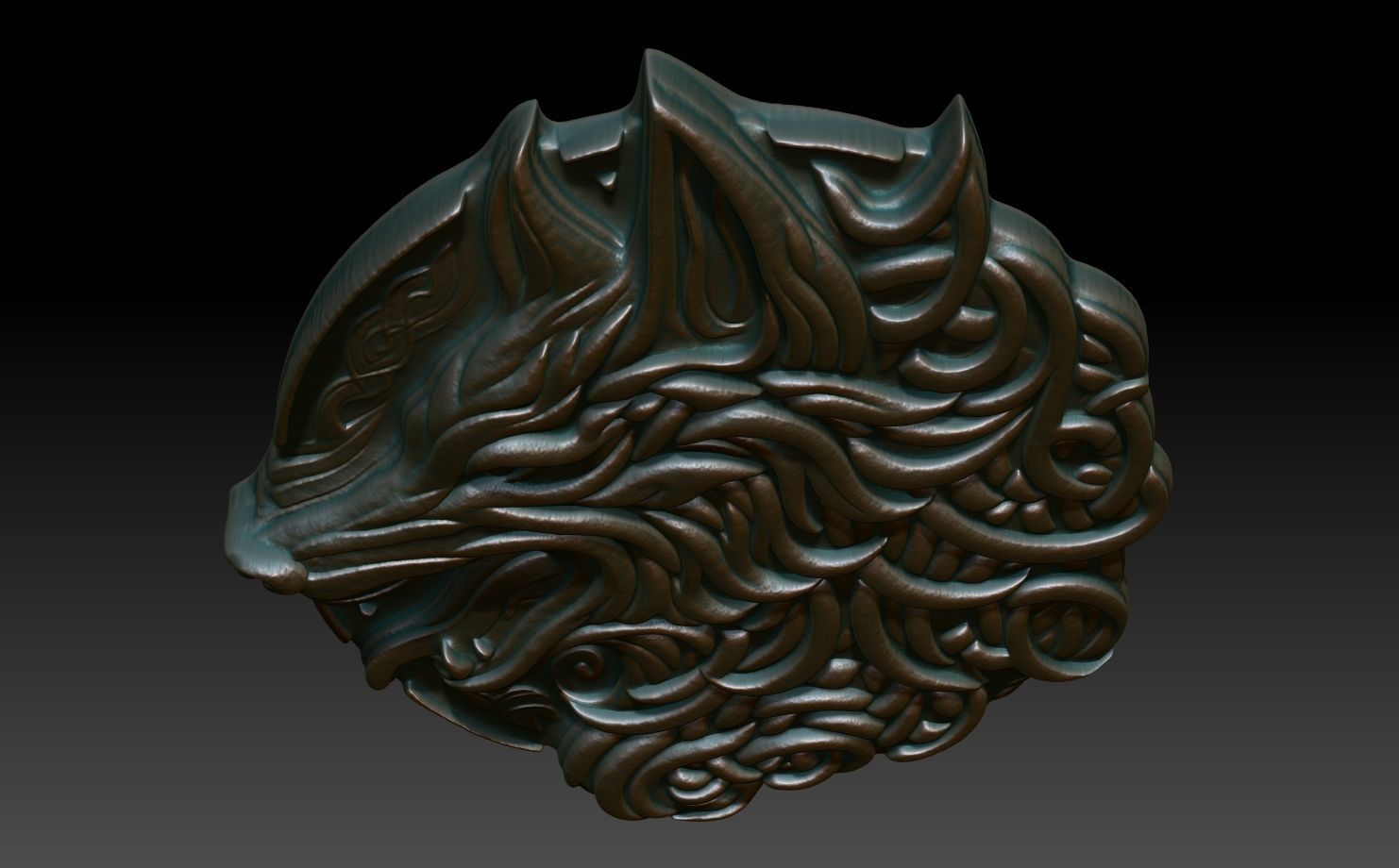 Celtic Wolf basrelief 04 240611 3D print model_3