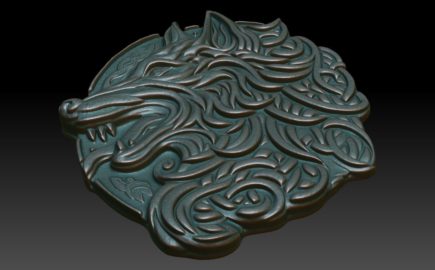 Celtic Wolf basrelief 04 240611 3D print model_4